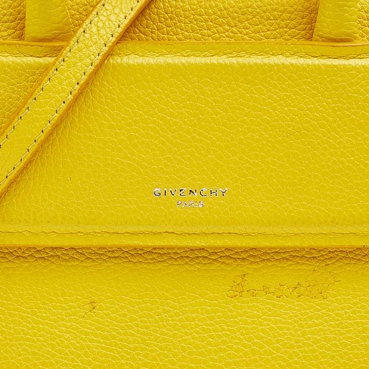 Pre Owned Givenchy Bright Yellow Leather Nano Horizon Crossbody Bag
