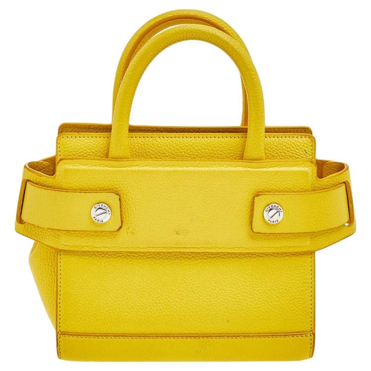 Pre Owned Givenchy Bright Yellow Leather Nano Horizon Crossbody Bag