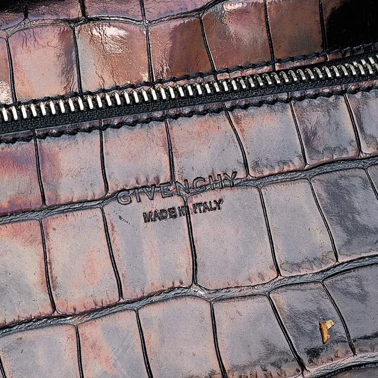 Pre Owned Givenchy  Black Croc Embossed Leather Tote