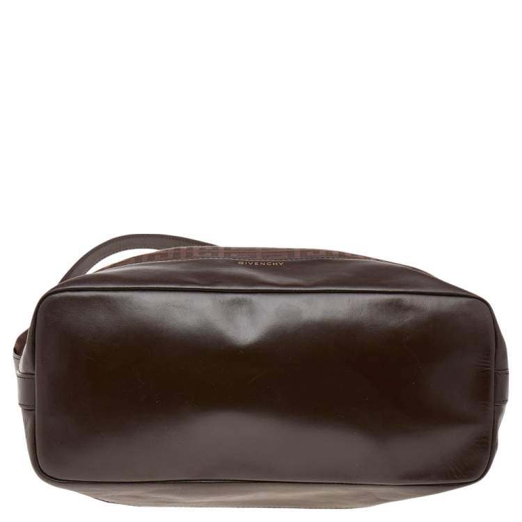 Pre Owned Givenchy Dark Brown Monogram Canvas And Leather Hobo