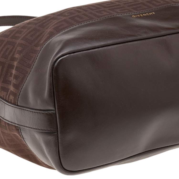 Pre Owned Givenchy Dark Brown Monogram Canvas And Leather Hobo