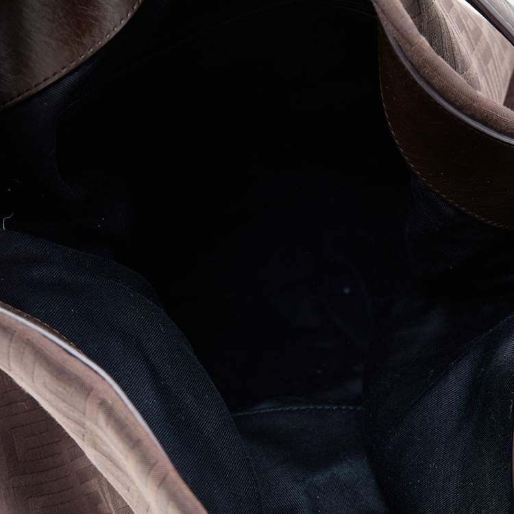 Pre Owned Givenchy Dark Brown Monogram Canvas And Leather Hobo