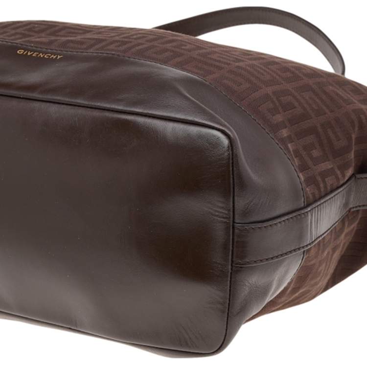 Pre Owned Givenchy Dark Brown Monogram Canvas And Leather Hobo