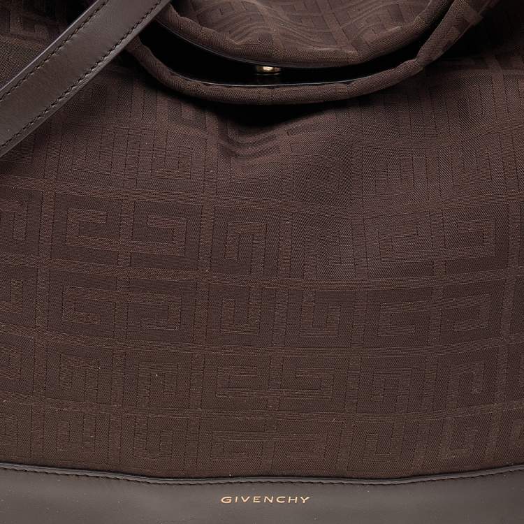 Pre Owned Givenchy Dark Brown Monogram Canvas And Leather Hobo