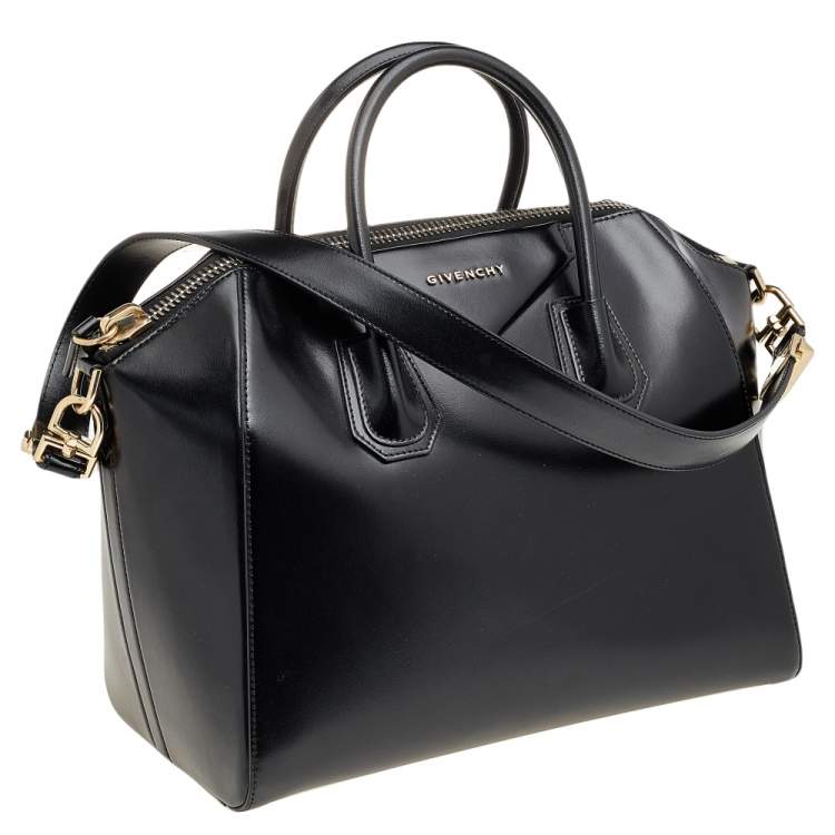 Pre Owned Givenchy Black Leather Medium Antigona Satchel