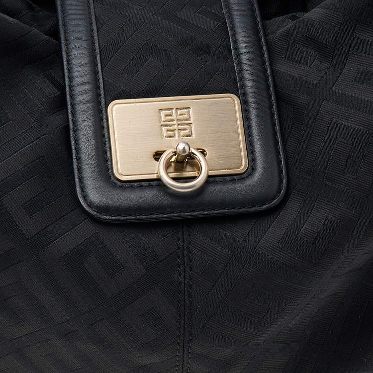 Pre Owned Givenchy Black Monogram Nylon and Leather Hobo