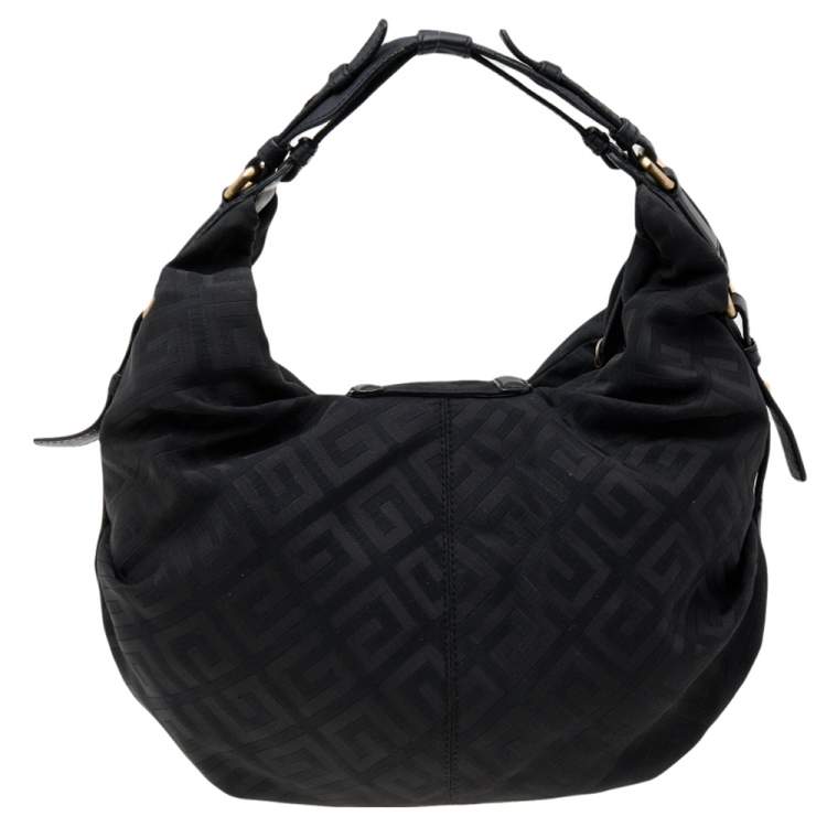 Pre Owned Givenchy Black Monogram Nylon and Leather Hobo
