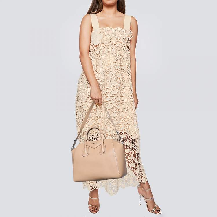 Pre Owned Givenchy Beige Leather Medium Antigona Satchel 
