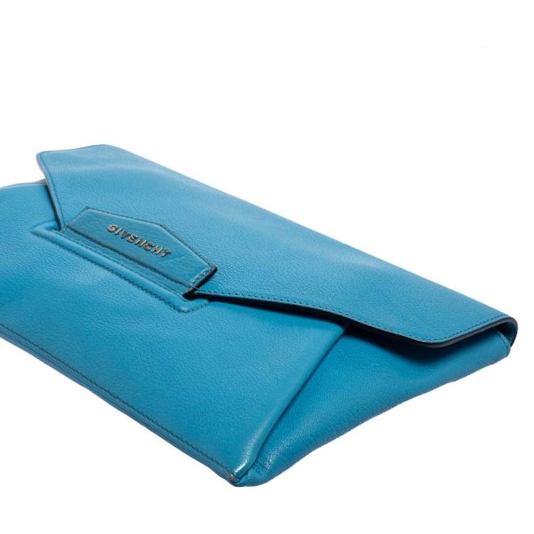 Pre Owned Givenchy Blue Leather Antigona Envelope Clutch