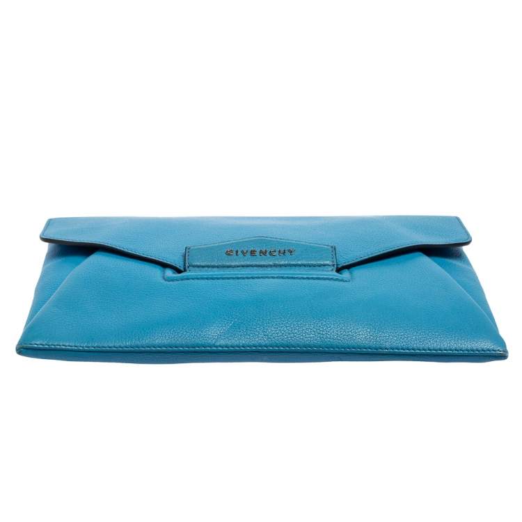 Pre Owned Givenchy Blue Leather Antigona Envelope Clutch