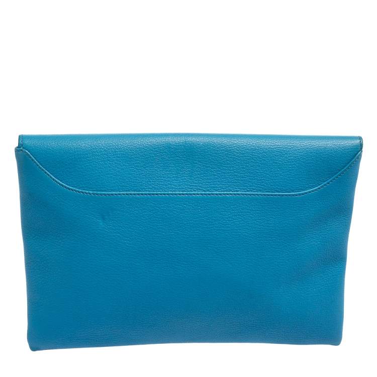Pre Owned Givenchy Blue Leather Antigona Envelope Clutch