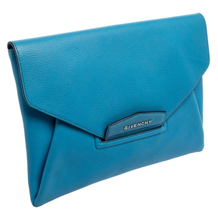 Pre Owned Givenchy Blue Leather Antigona Envelope Clutch