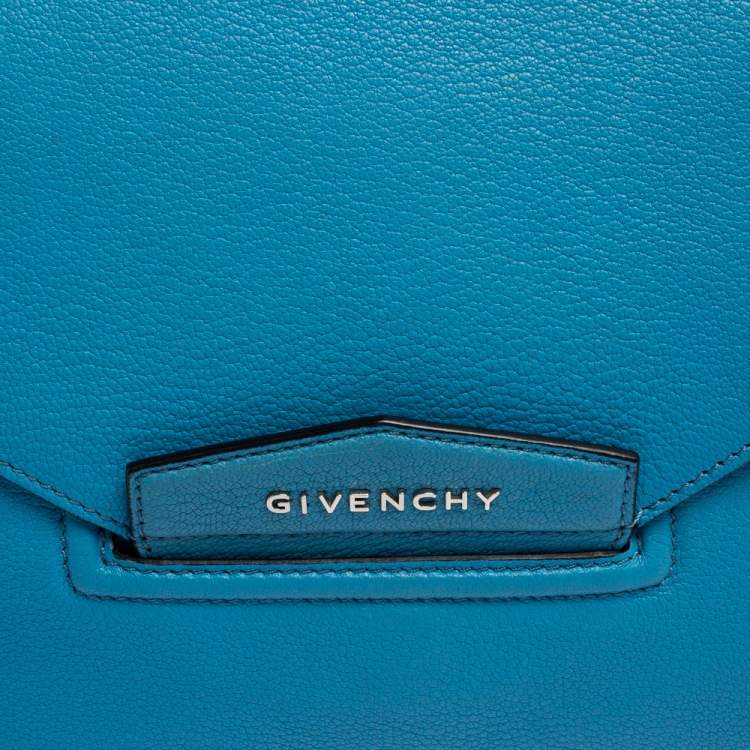Pre Owned Givenchy Blue Leather Antigona Envelope Clutch