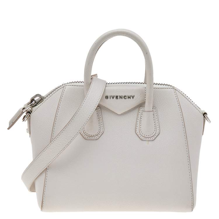 Pre Owned Givenchy White Leather Mini Antigona Satchel