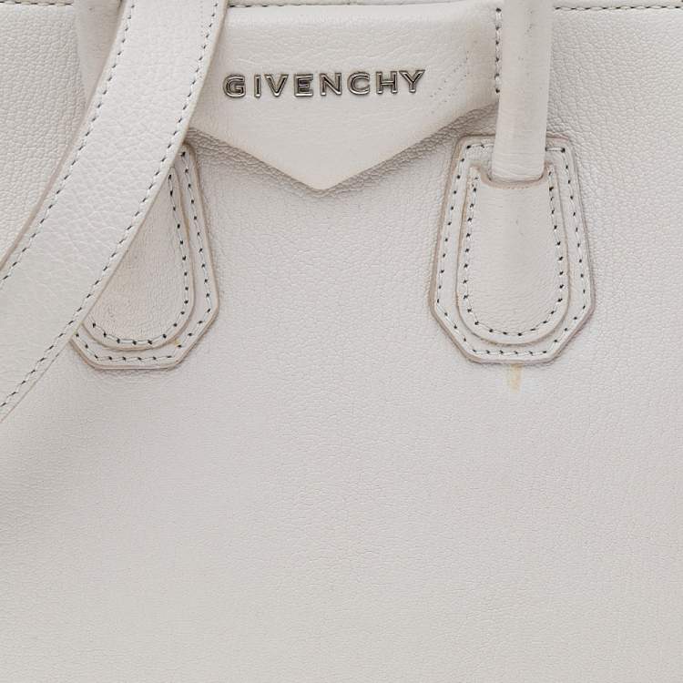 Pre Owned Givenchy White Leather Mini Antigona Satchel