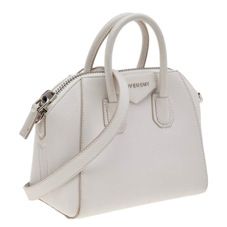 Pre Owned Givenchy White Leather Mini Antigona Satchel