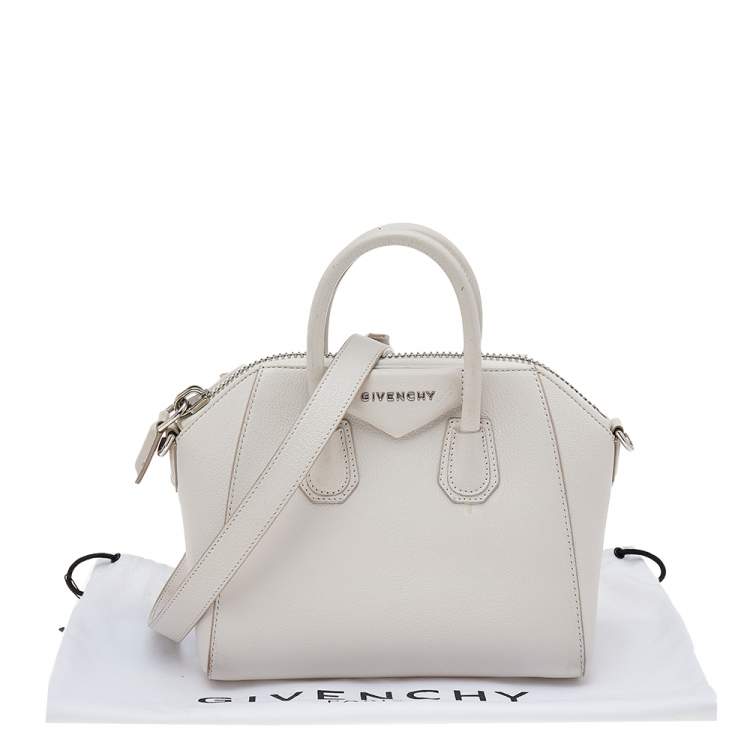 Pre Owned Givenchy White Leather Mini Antigona Satchel