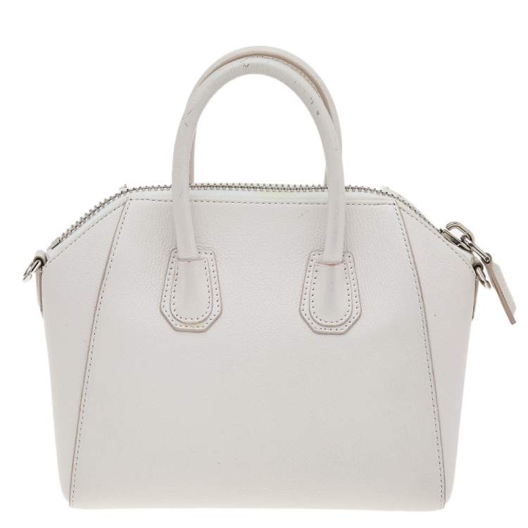 Pre Owned Givenchy White Leather Mini Antigona Satchel