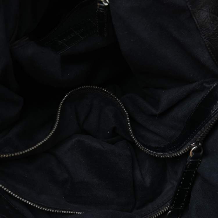 Pre Owned Givenchy Black Croc Embossed Leather Shoulder Bag