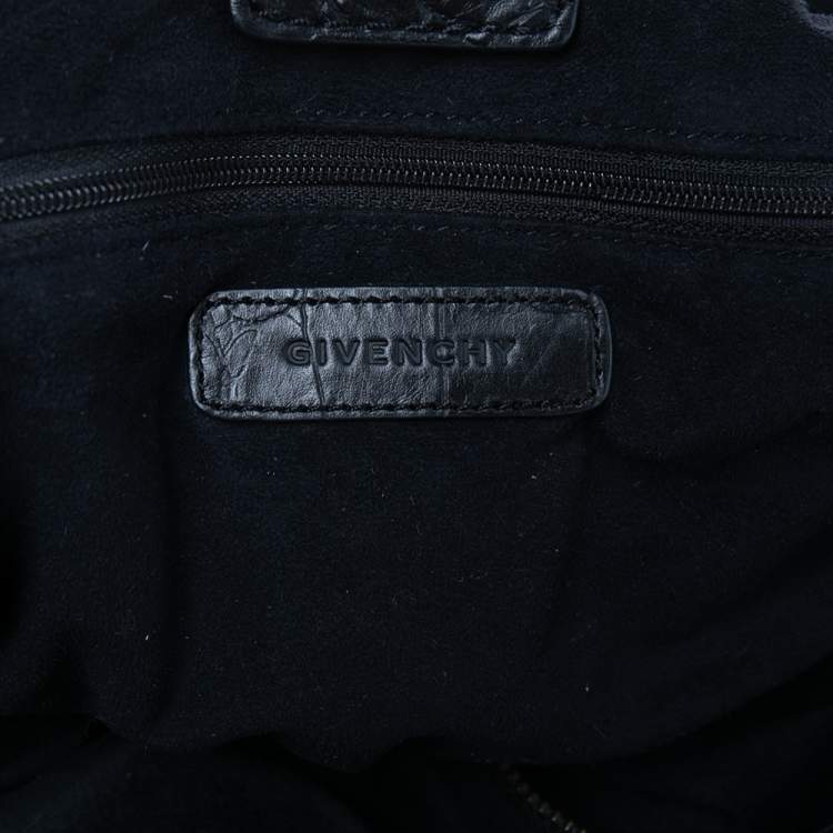 Pre Owned Givenchy Black Croc Embossed Leather Shoulder Bag