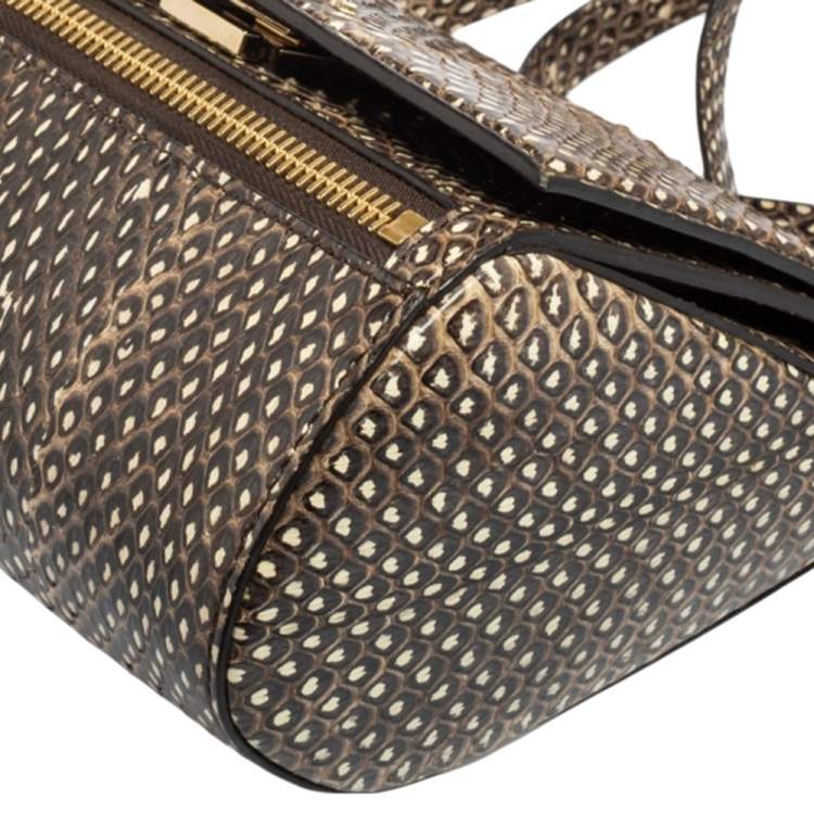Pre Owned Givenchy Brown/Beige Python Mini Pandora Box Crossbody Bag