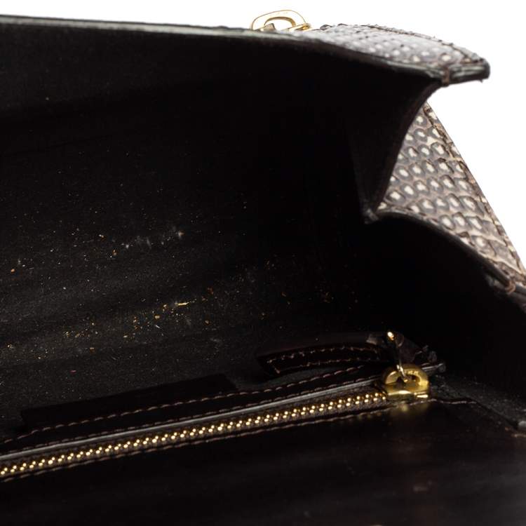 Pre Owned Givenchy Brown/Beige Python Mini Pandora Box Crossbody Bag