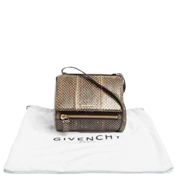 Pre Owned Givenchy Brown/Beige Python Mini Pandora Box Crossbody Bag