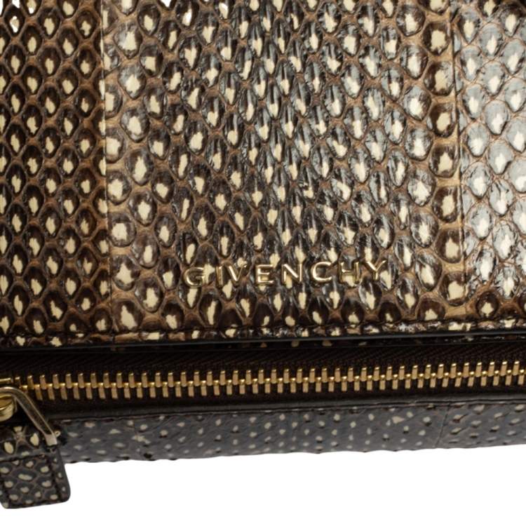 Pre Owned Givenchy Brown/Beige Python Mini Pandora Box Crossbody Bag