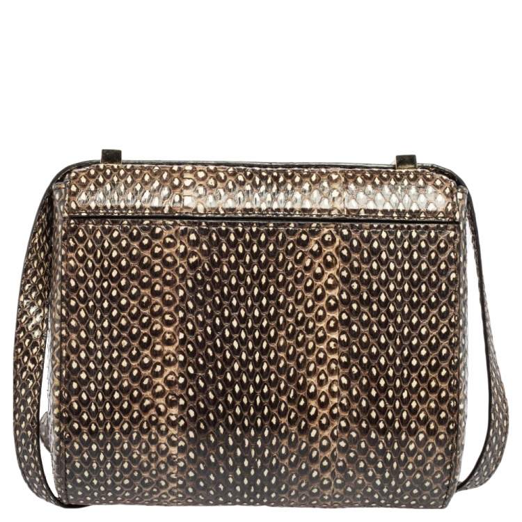 Pre Owned Givenchy Brown/Beige Python Mini Pandora Box Crossbody Bag