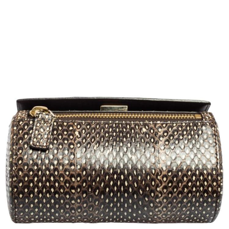 Pre Owned Givenchy Brown/Beige Python Mini Pandora Box Crossbody Bag