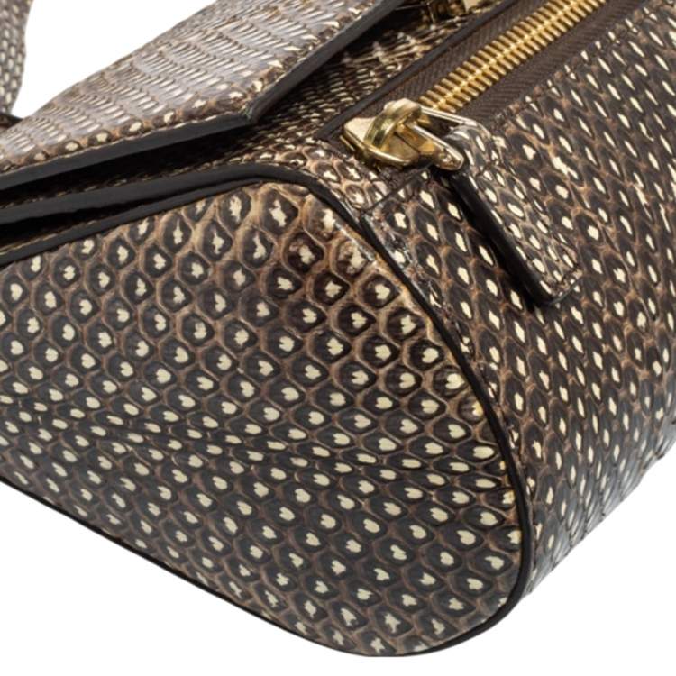 Pre Owned Givenchy Brown/Beige Python Mini Pandora Box Crossbody Bag
