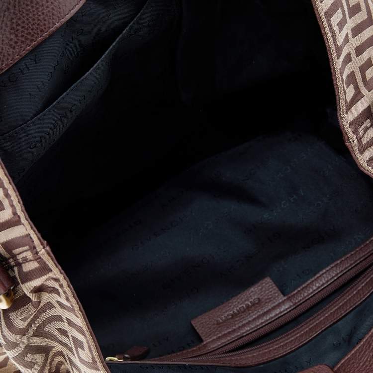 Pre Owned Givenchy Brown Monogram Canvas And Leather Shoulder Bag