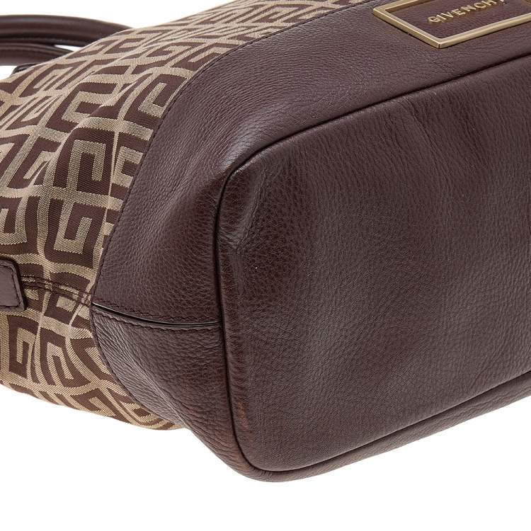 Pre Owned Givenchy Brown Monogram Canvas And Leather Shoulder Bag