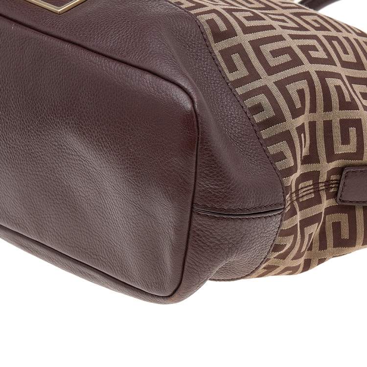Pre Owned Givenchy Brown Monogram Canvas And Leather Shoulder Bag