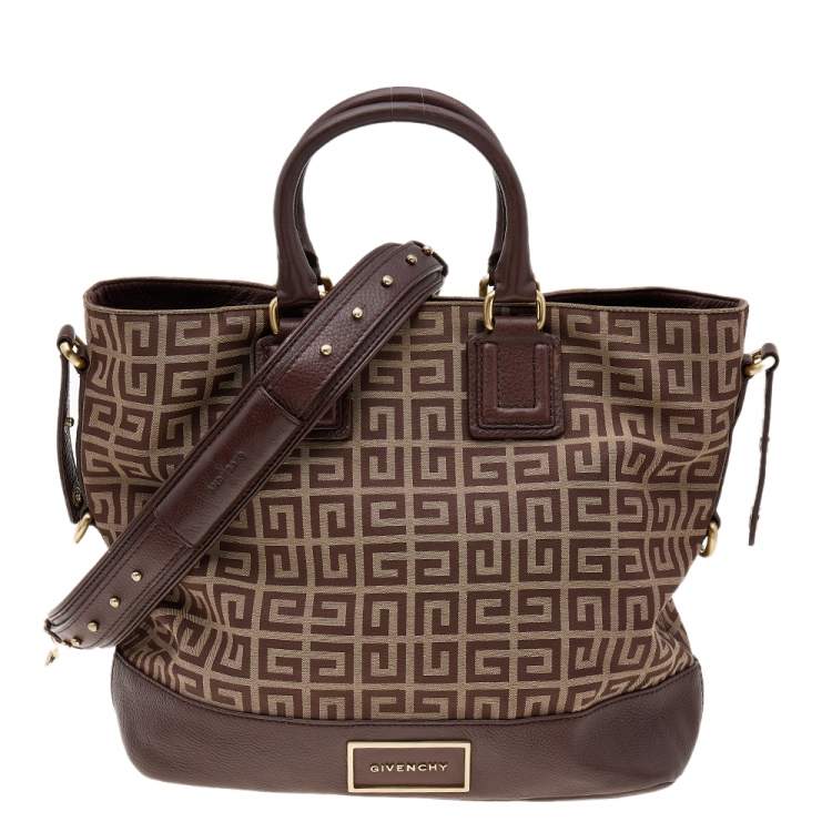 Pre Owned Givenchy Brown Monogram Canvas And Leather Shoulder Bag