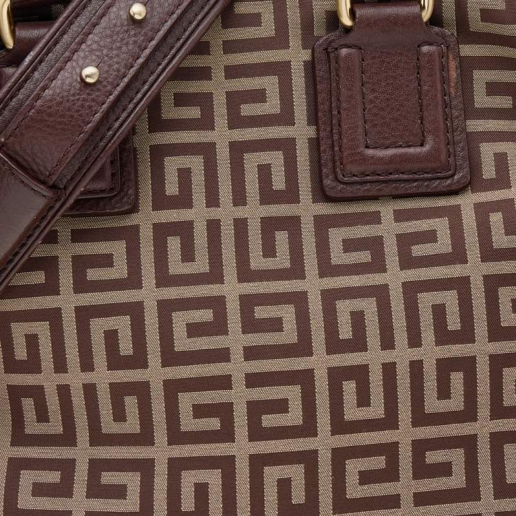 Pre Owned Givenchy Brown Monogram Canvas And Leather Shoulder Bag