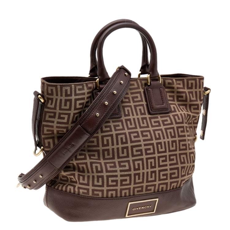 Pre Owned Givenchy Brown Monogram Canvas And Leather Shoulder Bag