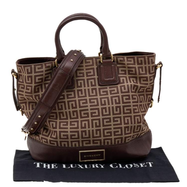 Pre Owned Givenchy Brown Monogram Canvas And Leather Shoulder Bag
