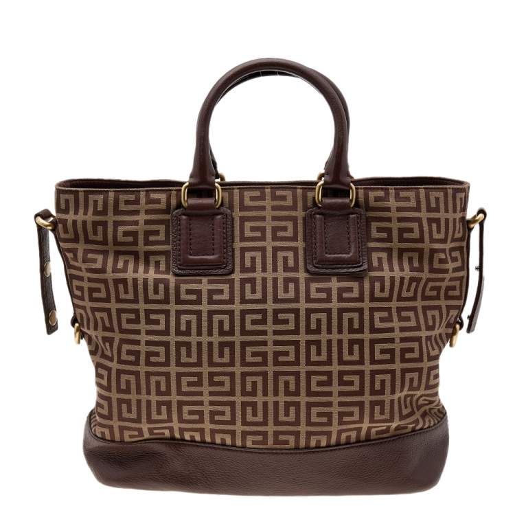 Pre Owned Givenchy Brown Monogram Canvas And Leather Shoulder Bag