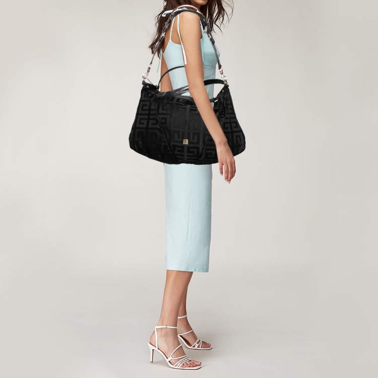 Pre Owned Givenchy Black Signature Nylon Hobo