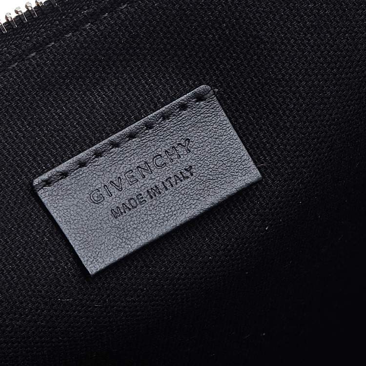 Pre Owned Givenchy Black Leather Leather Pandora Embroidery Logo Flat Zip Pouch