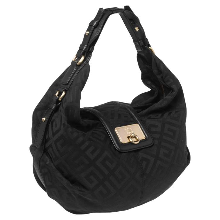 Pre Owned Givenchy Black Monogram Canvas And Leather Hobo