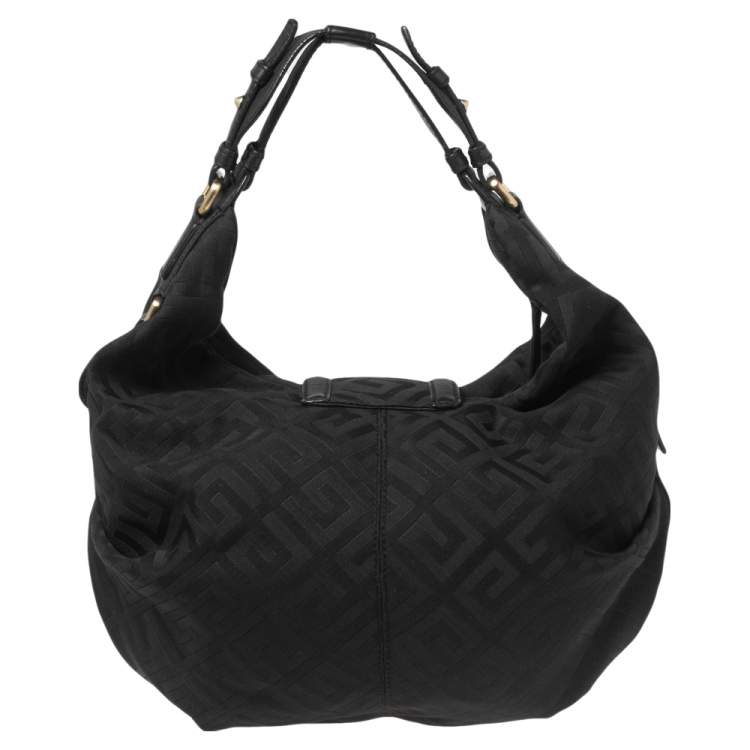 Pre Owned Givenchy Black Monogram Canvas And Leather Hobo