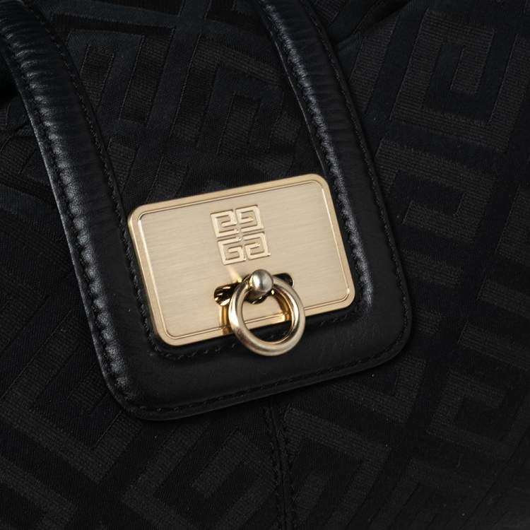 Pre Owned Givenchy Black Monogram Canvas And Leather Hobo