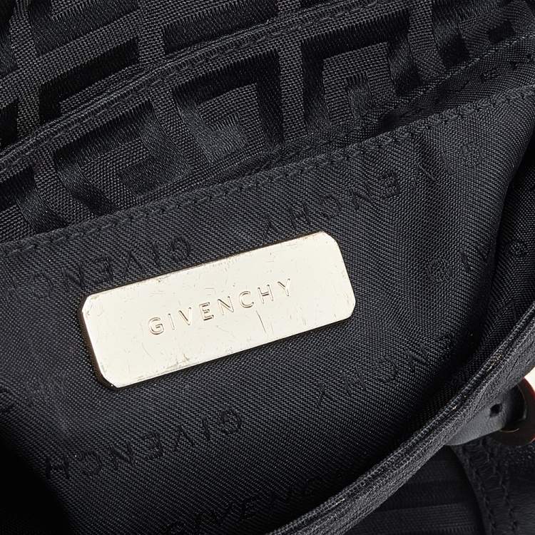 Pre Owned Givenchy Black Monogram Canvas And Leather Flap Shoulder Bag