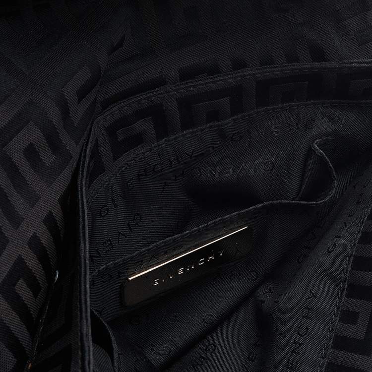 Pre Owned Givenchy Black Monogram Canvas And Leather Flap Shoulder Bag