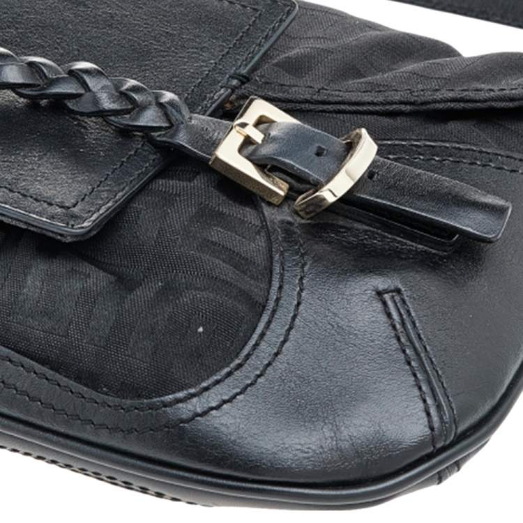 Pre Owned Givenchy Black Monogram Canvas And Leather Flap Shoulder Bag