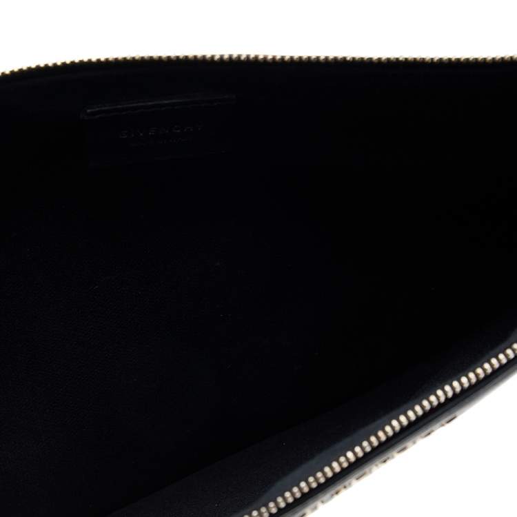 Pre Owned Givenchy Brown Leopard Print Patent Leather Zip Pouch Clutch