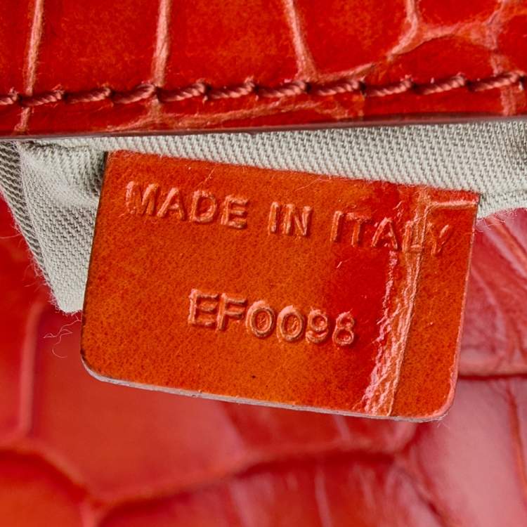 Pre Owned Givenchy Orange Croc Embossed Leather Clutch