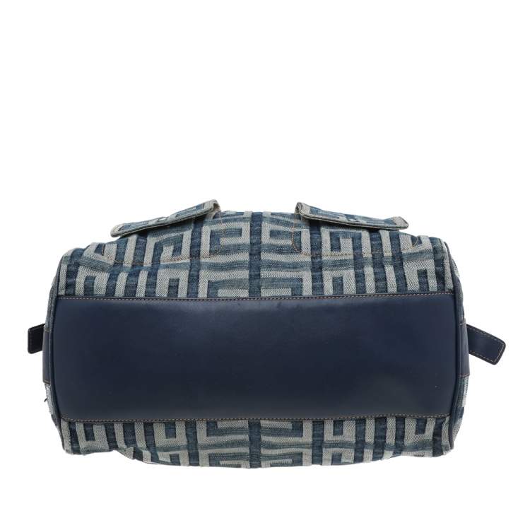 Pre Owned Givenchy Blue Monogram Denim and Leather Hobo